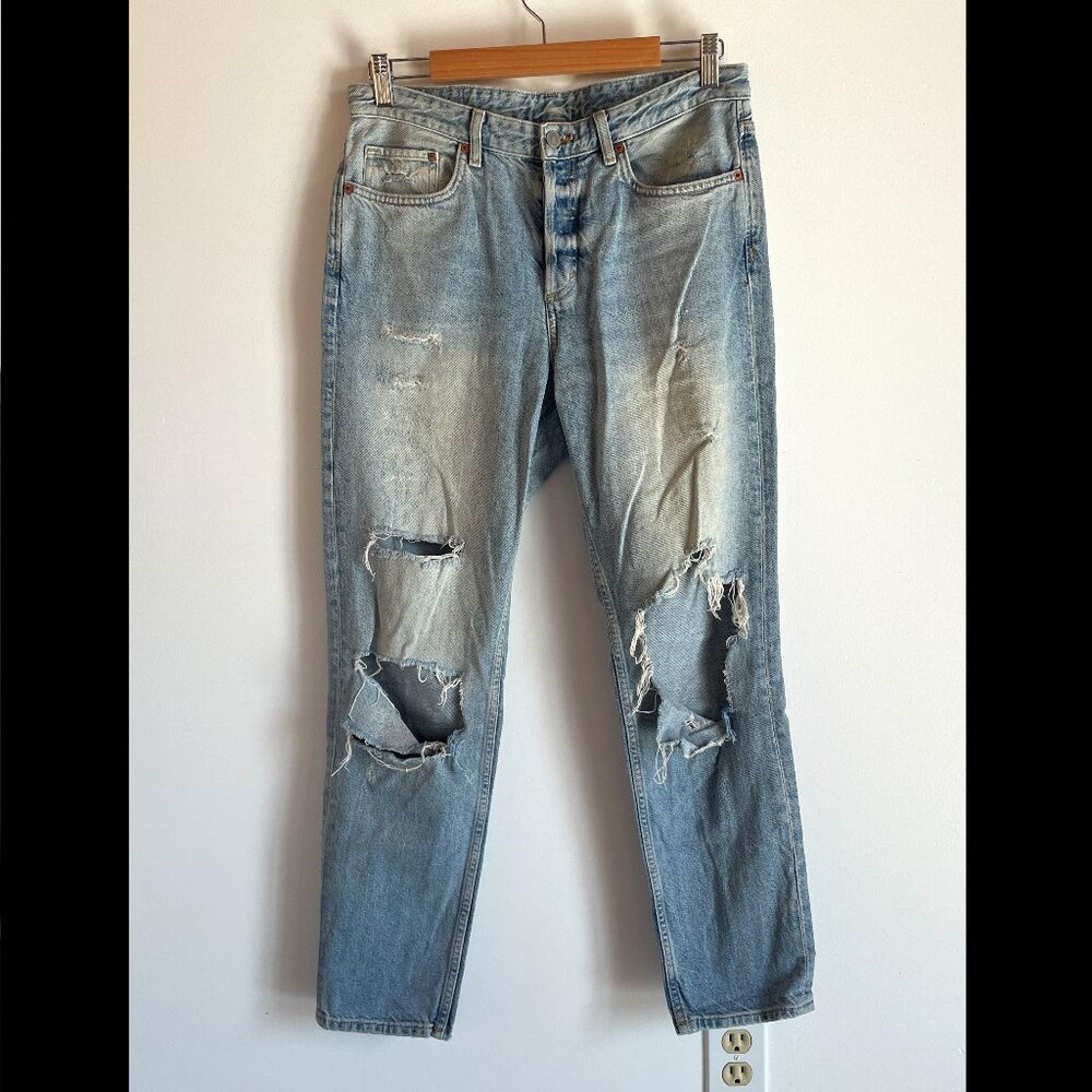 H&M &Denim Distressed Light Wash Jeans